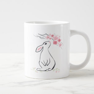White Rabbit and Sakura Blossom Giant Coffee Mug