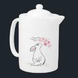 White Rabbit and Sakura Blossom    Teapot<br><div class="desc">White Rabbit and Sakura Blossom - Year of the Rabbit 2023</div>