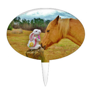 White Rabbit and Yellow Horse Cake Topper