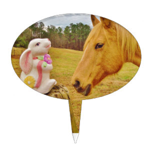 White Rabbit and Yellow Horse Cake Topper