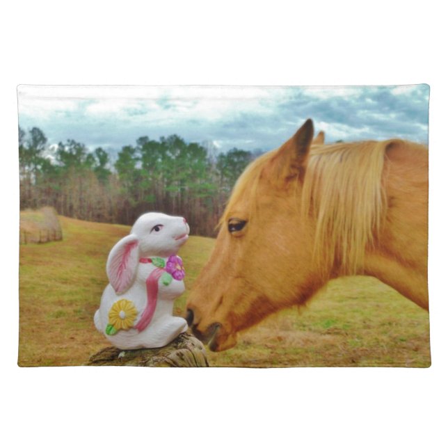 White Rabbit and Yellow Horse Cloth Placemat (Front)