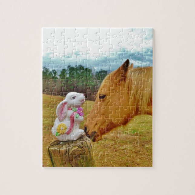 White Rabbit and Yellow Horse Jigsaw Puzzle (Vertical)