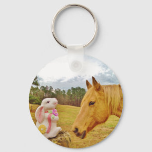 White Rabbit and Yellow Horse Keychain