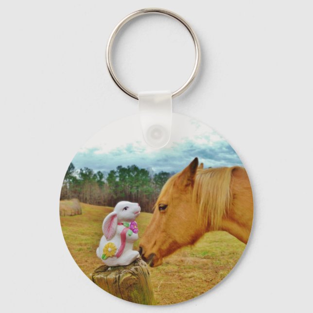 White Rabbit and Yellow Horse Keychain (Front)