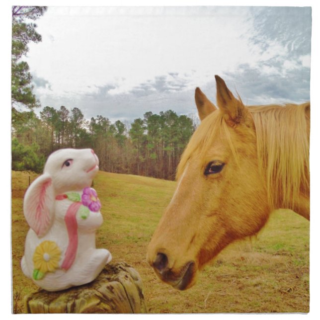 White Rabbit and Yellow Horse Napkin (Front)