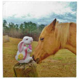 White Rabbit and Yellow Horse Napkin