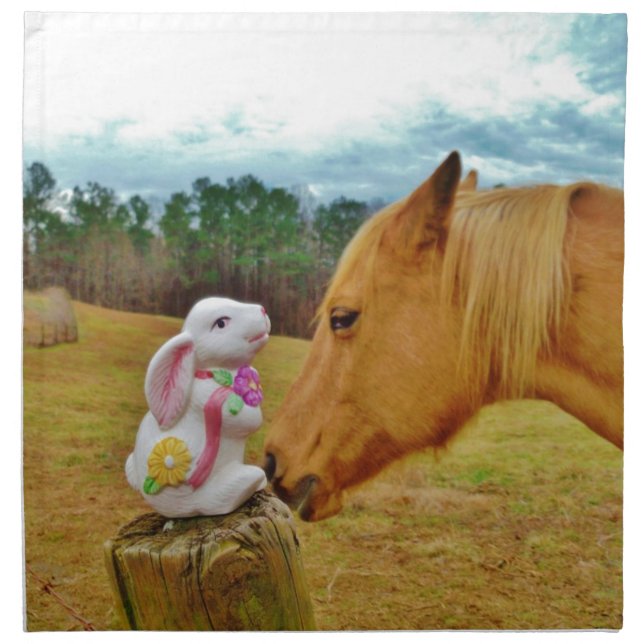 White Rabbit and Yellow Horse Napkin (Front)