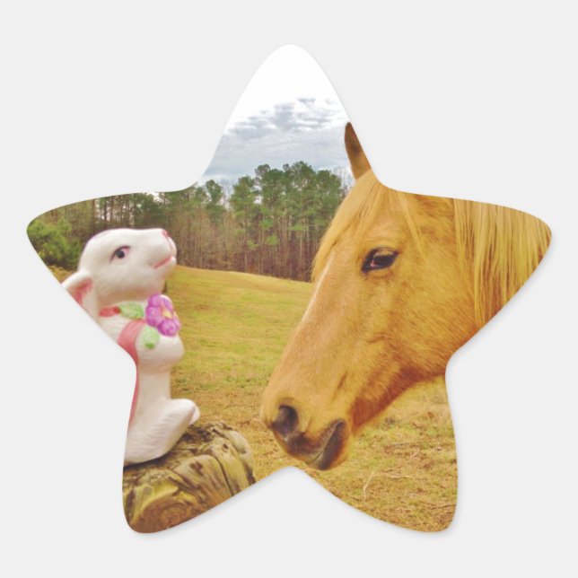 White Rabbit and Yellow Horse Star Sticker (Front)
