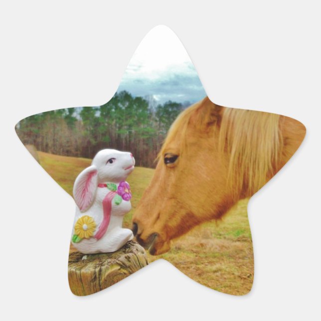 White Rabbit and Yellow Horse Star Sticker (Front)