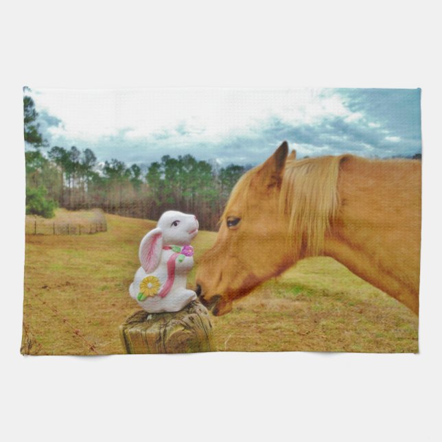 White Rabbit and Yellow Horse Towel (Horizontal)