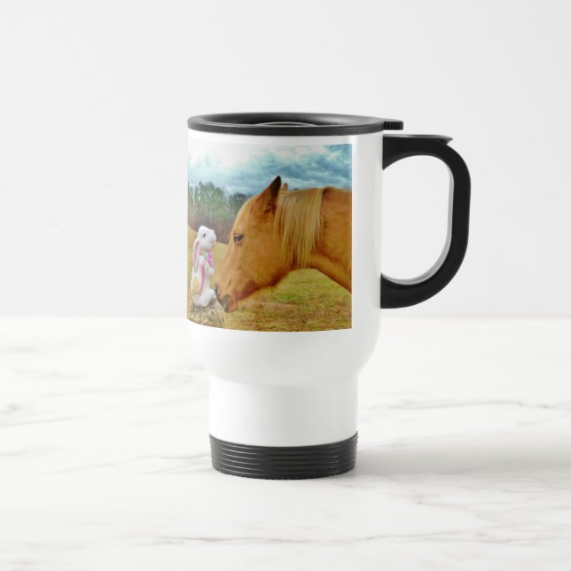 White Rabbit and Yellow Horse Travel Mug (Right)