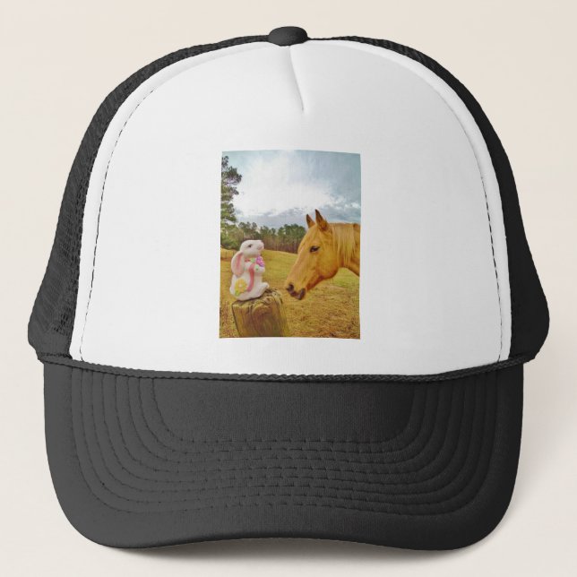 White Rabbit and Yellow Horse Trucker Hat (Front)