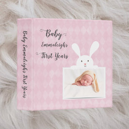 White Rabbit Baby Girl Scrapbook Album 3 Ring Binder