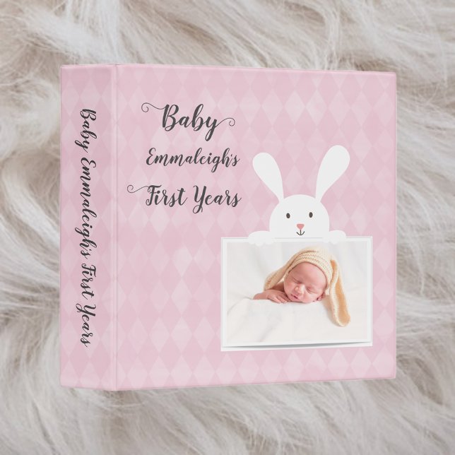 White Rabbit Baby Girl Scrapbook Album 3 Ring Binder (Creator Uploaded)