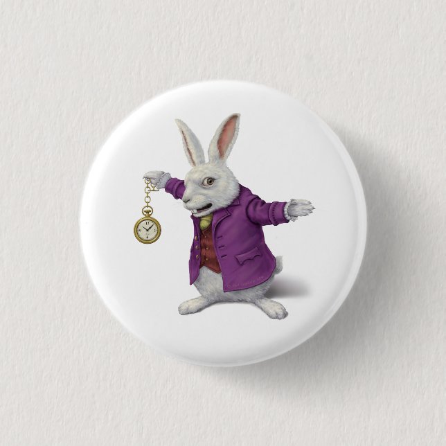White Rabbit Badge Pinback Button (Front)