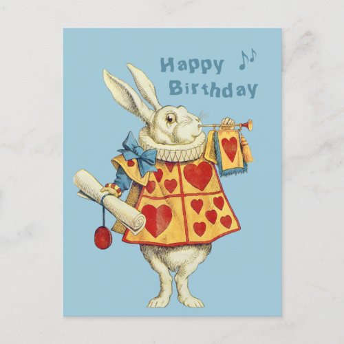 White Rabbit blows trumpet Happy Birthday CC1126 Postcard