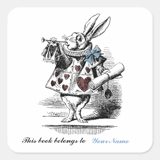 White Rabbit Bookplate Sticker | Zazzle
