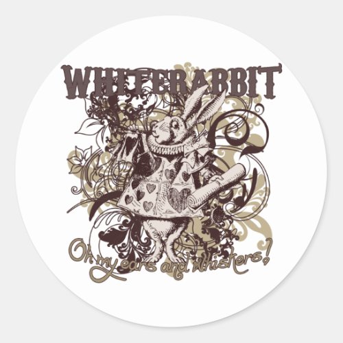 White Rabbit Carnivale Style Classic Round Sticker