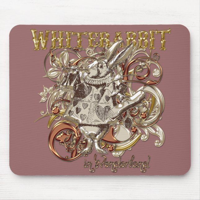 White Rabbit Carnivale Style (Gold Version) Mouse Pad (Front)