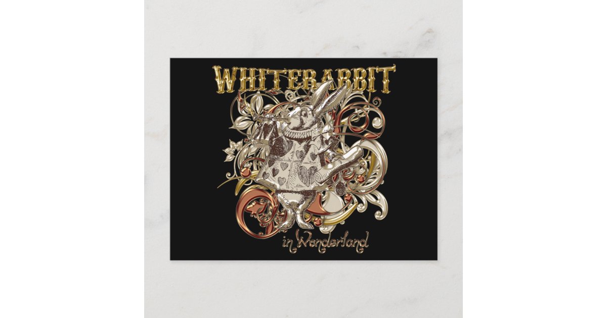 White Rabbit Postcard White Rabbit Carnivale Style (Gold Version) Postcard | Zazzle