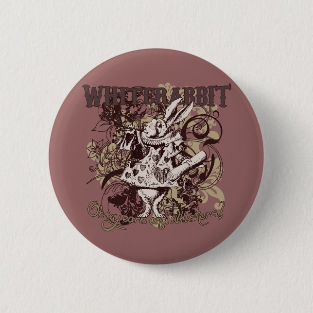 White Rabbit Carnivale Style Pinback Button (Front)