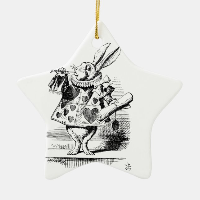 White Rabbit Ceramic Ornament (Front)