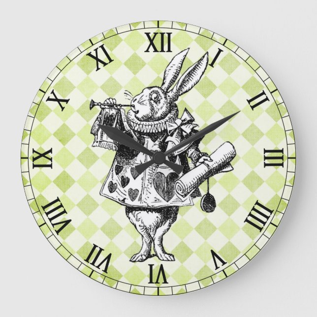 White Rabbit Checkered Wall Clock (Front)