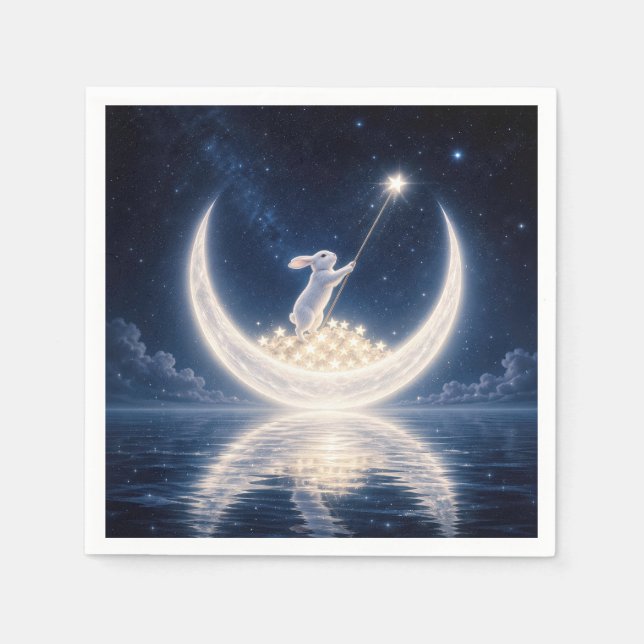 White Rabbit Collecting Stars Napkins (Front)