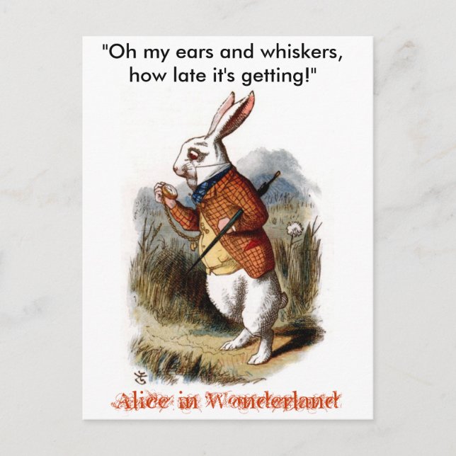 White Rabbit (color) Postcard (Front)