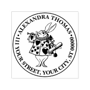 White Rabbit Court Trumpeter Alice in Wonderland 2 Self-inking Stamp