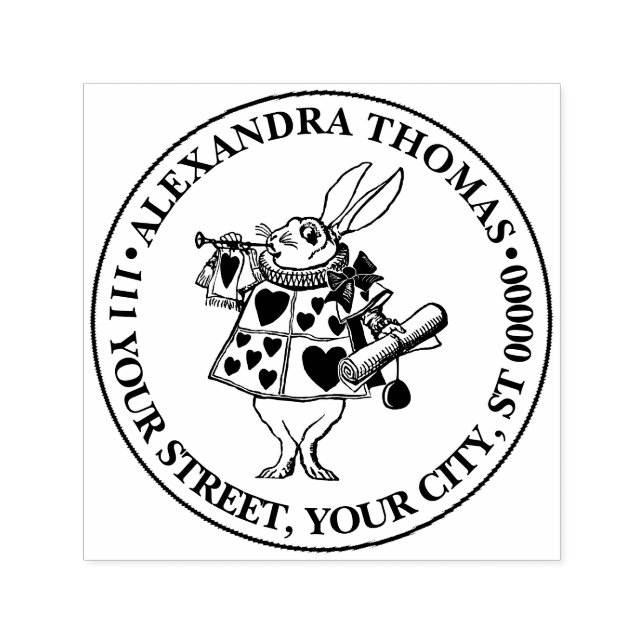 White Rabbit Court Trumpeter Alice in Wonderland 2 Self-inking Stamp (Design)