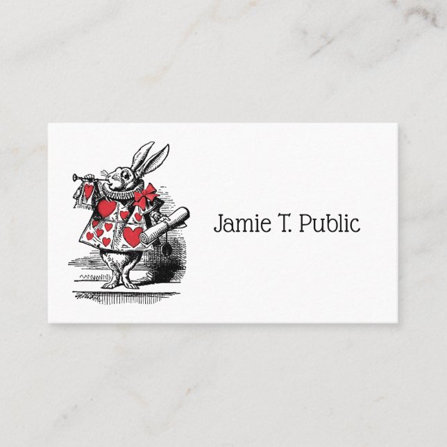 White Rabbit Court Trumpeter Alice in Wonderland Business Card (Front)