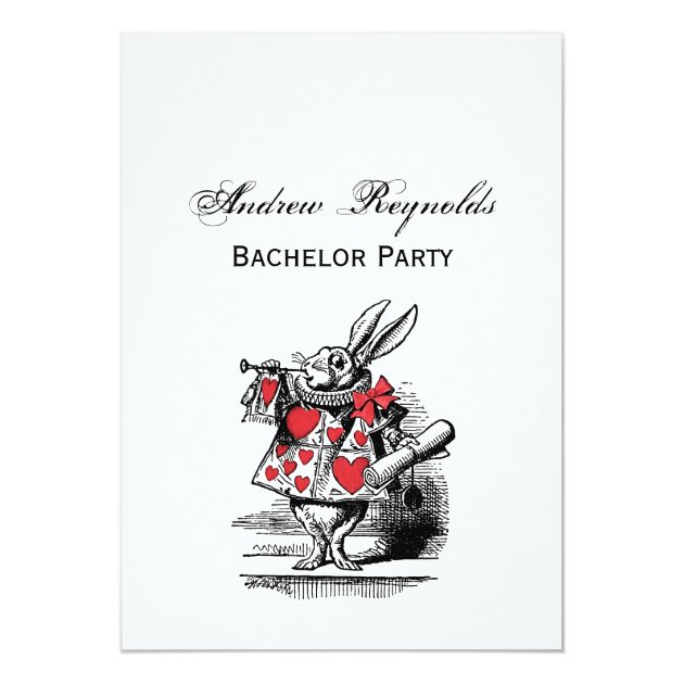 White Rabbit Court Trumpeter Alice In Wonderland Invitation