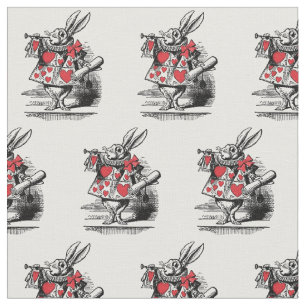 White Rabbit Court Trumpeter Alice in Wonderland Fabric
