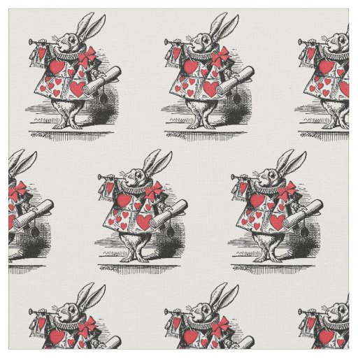 White Rabbit Court Trumpeter Alice in Wonderland Fabric