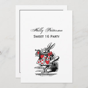 White Rabbit Court Trumpeter Alice in Wonderland Invitation
