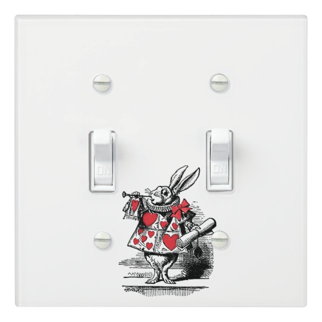 White Rabbit Court Trumpeter Alice in Wonderland Light Switch Cover (In Situ)