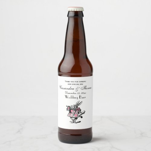 White Rabbit Court Trumpeter Alice in Wonderland P Beer Bottle Label