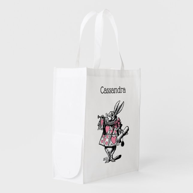 White Rabbit Court Trumpeter Alice in Wonderland P Grocery Bag (Front Side)