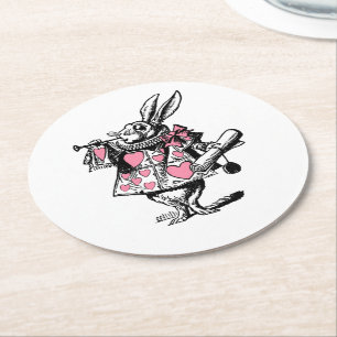 White Rabbit Court Trumpeter Alice in Wonderland Round Paper Coaster
