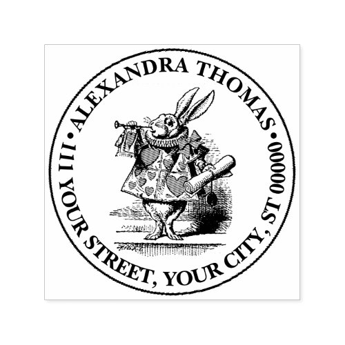 White Rabbit Court Trumpeter Alice in Wonderland Self_inking Stamp