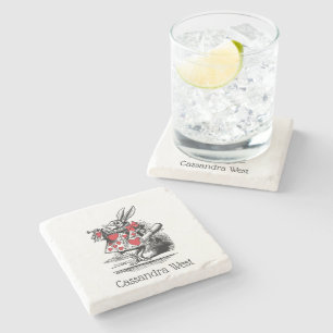 White Rabbit Court Trumpeter Alice in Wonderland Stone Coaster