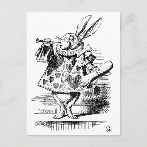 White Rabbit dressed as Herald Postcard