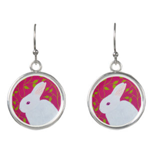 white rabbit earrings