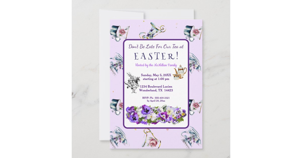 White Rabbit Easter Tea Party Invitation | Zazzle