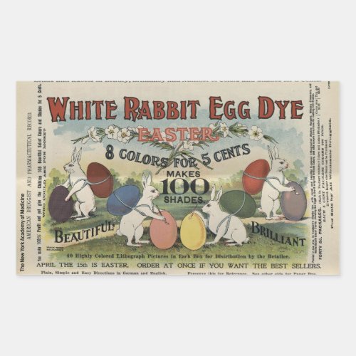 White Rabbit Egg Dye Rectangular Sticker