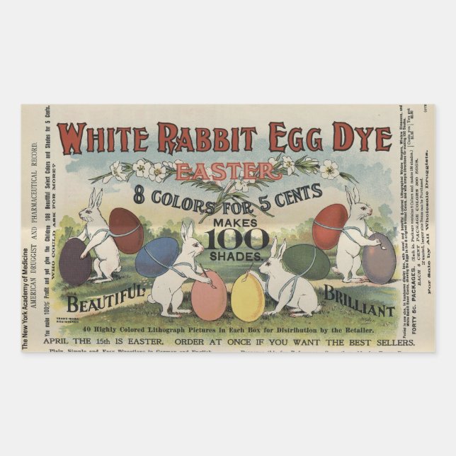 White Rabbit Egg Dye Rectangular Sticker (Front)