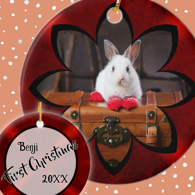 White Rabbit First Christmas Ceramic Ornament (Creator Uploaded)