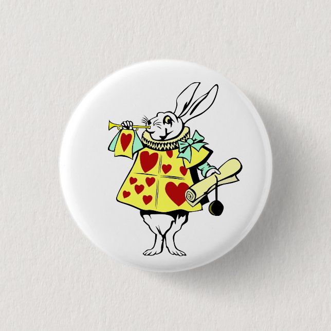 White Rabbit from Alice in Wonderland Button (Front)
