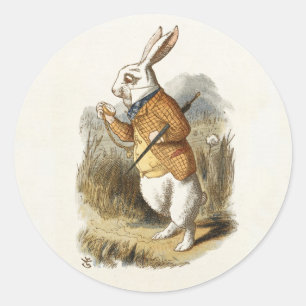 White Rabbit from Alice In Wonderland Vintage Art Classic Round Sticker